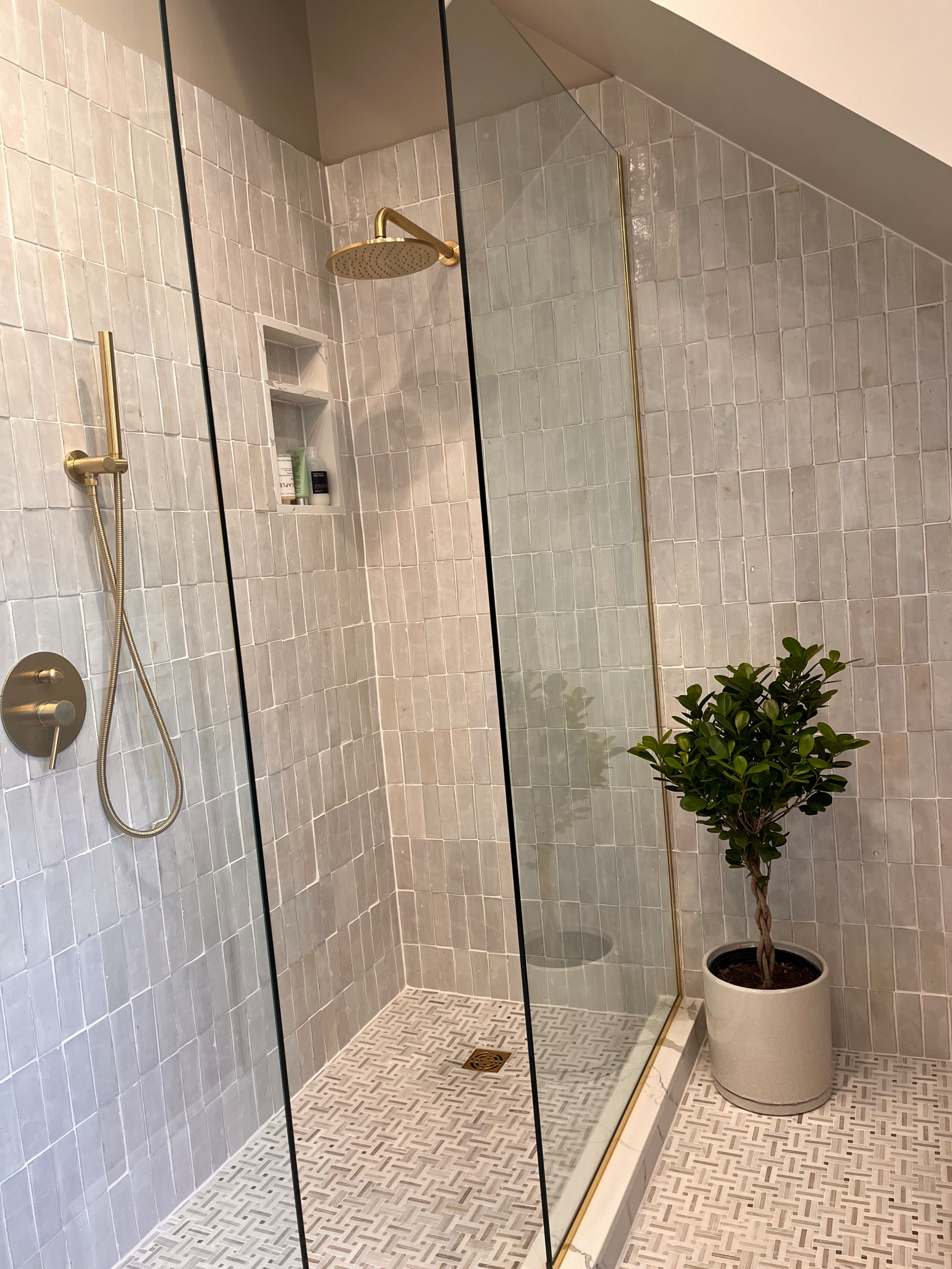 Moroccan shower tile.