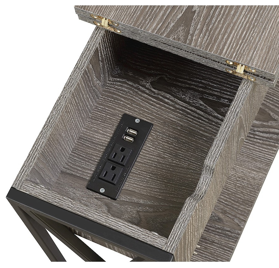 Convenience Concepts Tucson Electric Flip Top Table, Weathered Gray