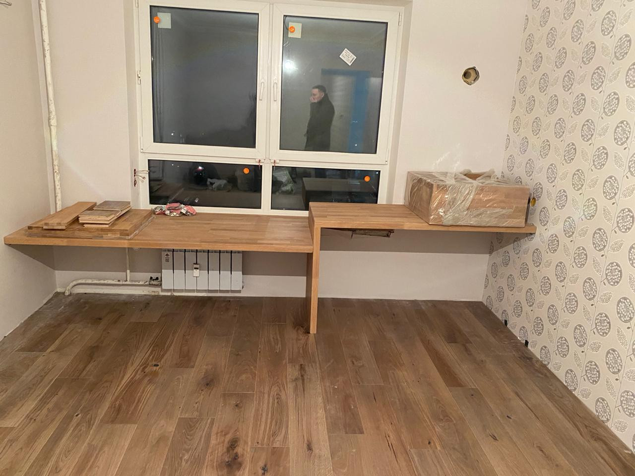 Подоконник-столешница с местом для хранения