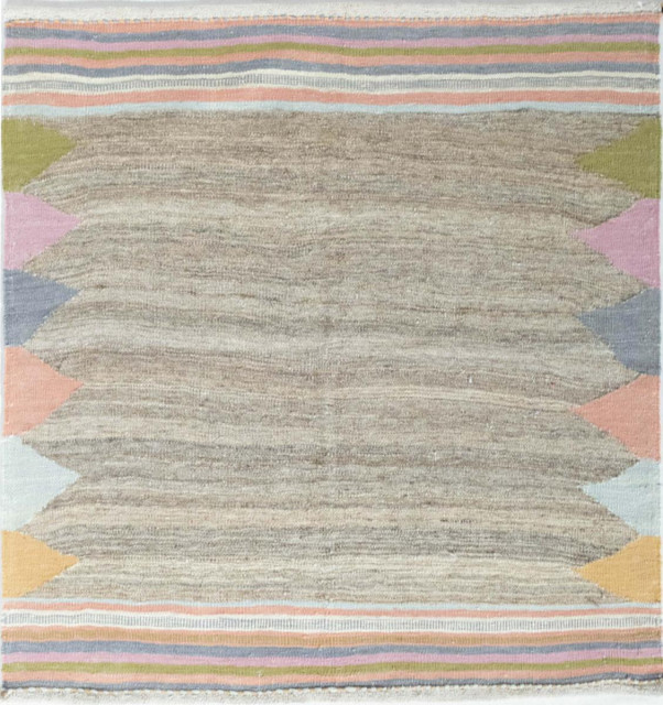 Persian Kilim Fars Design Sofre 3'11"x3'10" Hand Woven Oriental Rug, 3