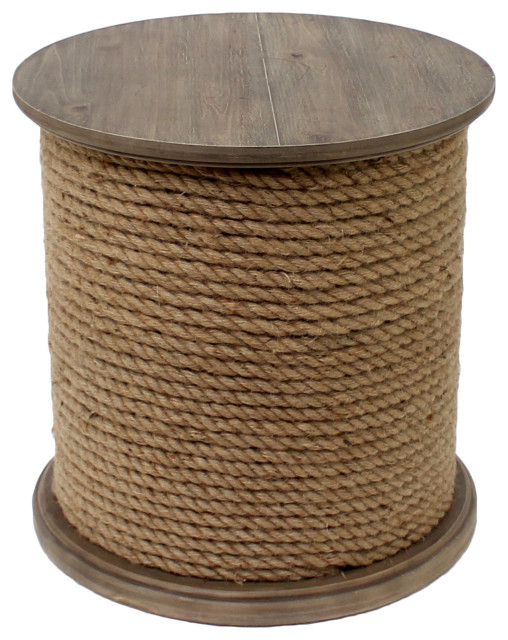 Crestview Baytowne Rope Accent Table CVFZR1531 Beach Style Side