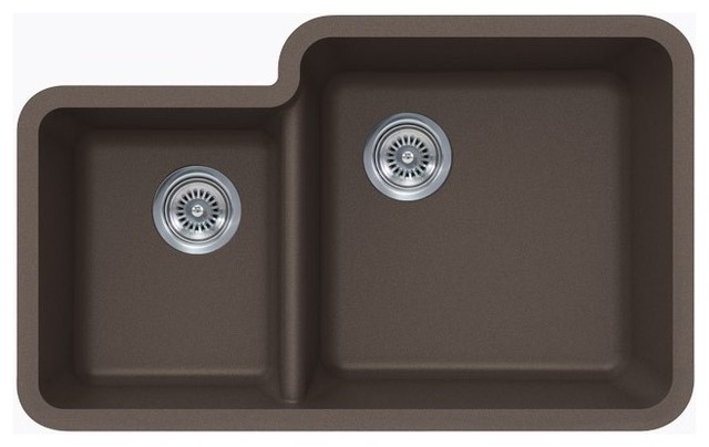 Mocha Quartz Composite Double Bowl Undermount Kitchen Sink