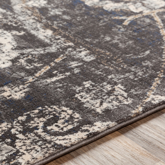 Actual 5'3"x7'2" Modern Abstract Gray 6x8 Area Rug Contemporary Swirl Carpet 
