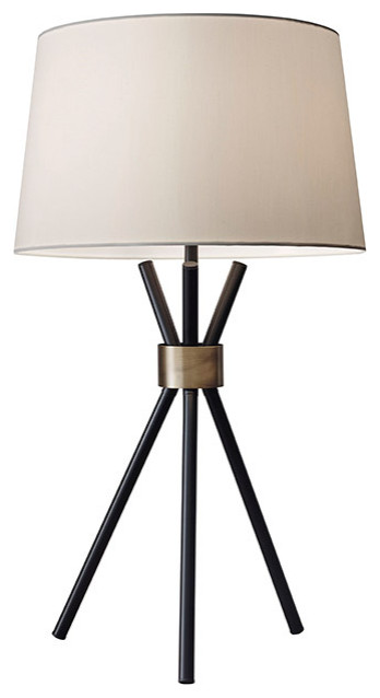 Benson 1 Light Table Lamp, Black With Antique Bronze Accent