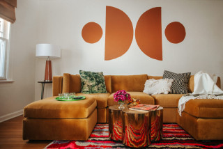 Orange Mcm Fabric, Wallpaper and Home Decor