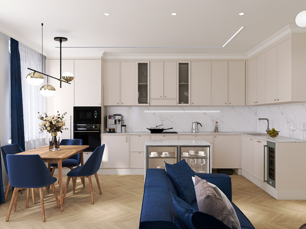 Кухня-гостиная в стиле Современная классика