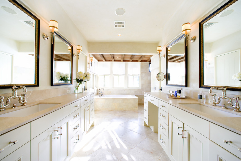 Design ideas for a traditional bathroom in Austin with an undermount sink.