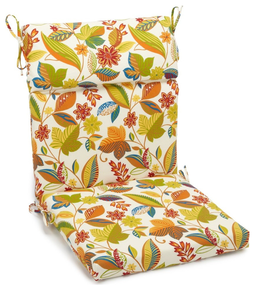 20"x42" Spun Polyester Outdoor Squared Seat/Back Chair Cushion Contemporary Outdoor Cushions