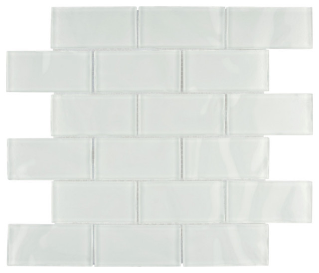 11.75"x11.75" Reflections Ripple Glass Mosaic Wall Tile, Super White