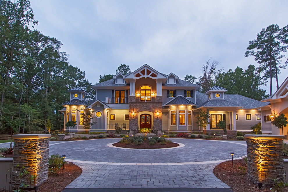 Example of a transitional exterior home design in Miami