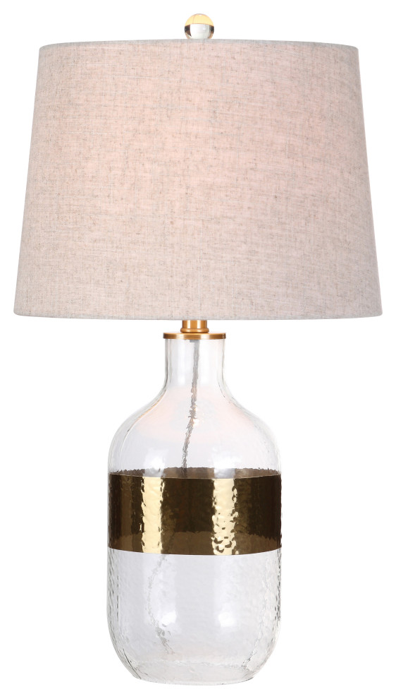 Stevens 25.5" Glass Table Lamp, Brass