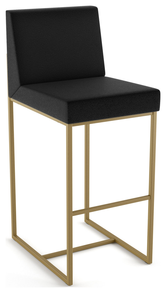 Amisco Derry Counter and Bar Stool, Charcoal Grey Boucle Polyester / Golden Metal, Bar Height