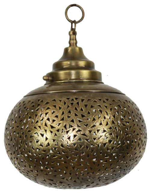 Moroccan Hand Punched And Hand Designed Brass Lantern