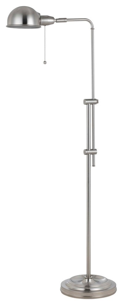 60W Croby Pharmacy Floor Lamp, Brushed Steel Finish