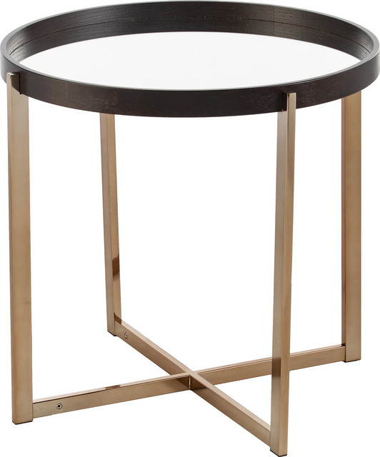Marlieva Round End Table With Mirrored Top Contemporary Side Marlieva Round End Table With Mirrored