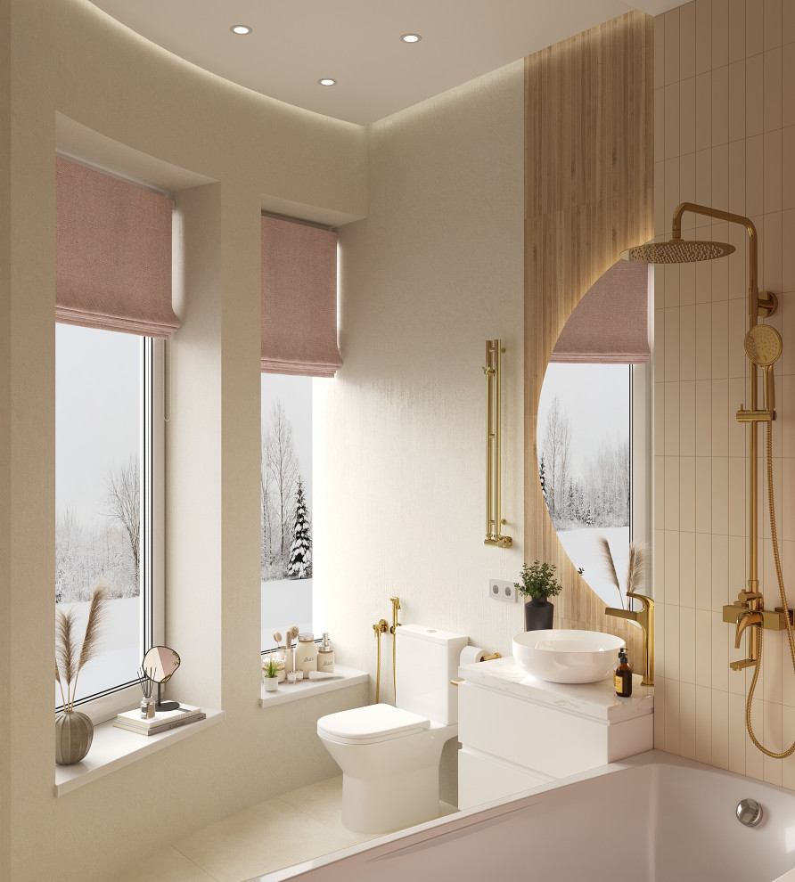 Ванная в пастельных тонах