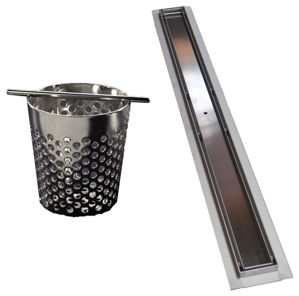 Linear Shower Drain 35" With Hair Trap Contemporary Tub And Shower