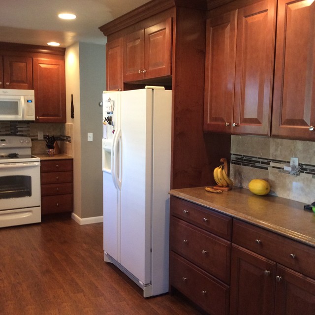 Pantry And Cabinet Around Refrigerator Transitional Denver
