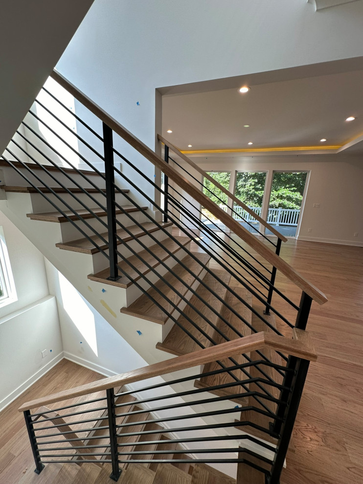 Metal railings with wood top