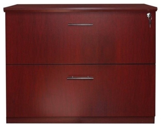 Mayline Medina 2 Drawer Lateral File Cabinet In Mahogany Transitional Filing Cabinets By Homesquare