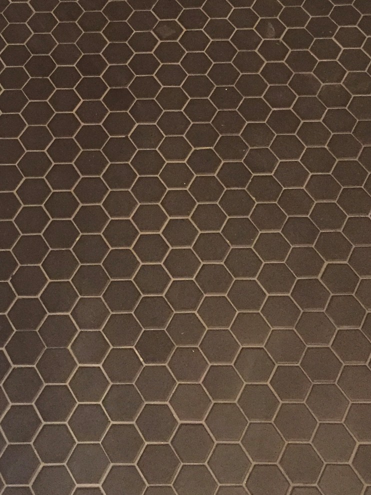 Black hexagon tile for bathroom floor
