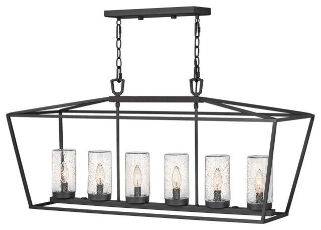 Hinkley Alford Place 40" Outdoor Open Linear Chandelier, Museum Black