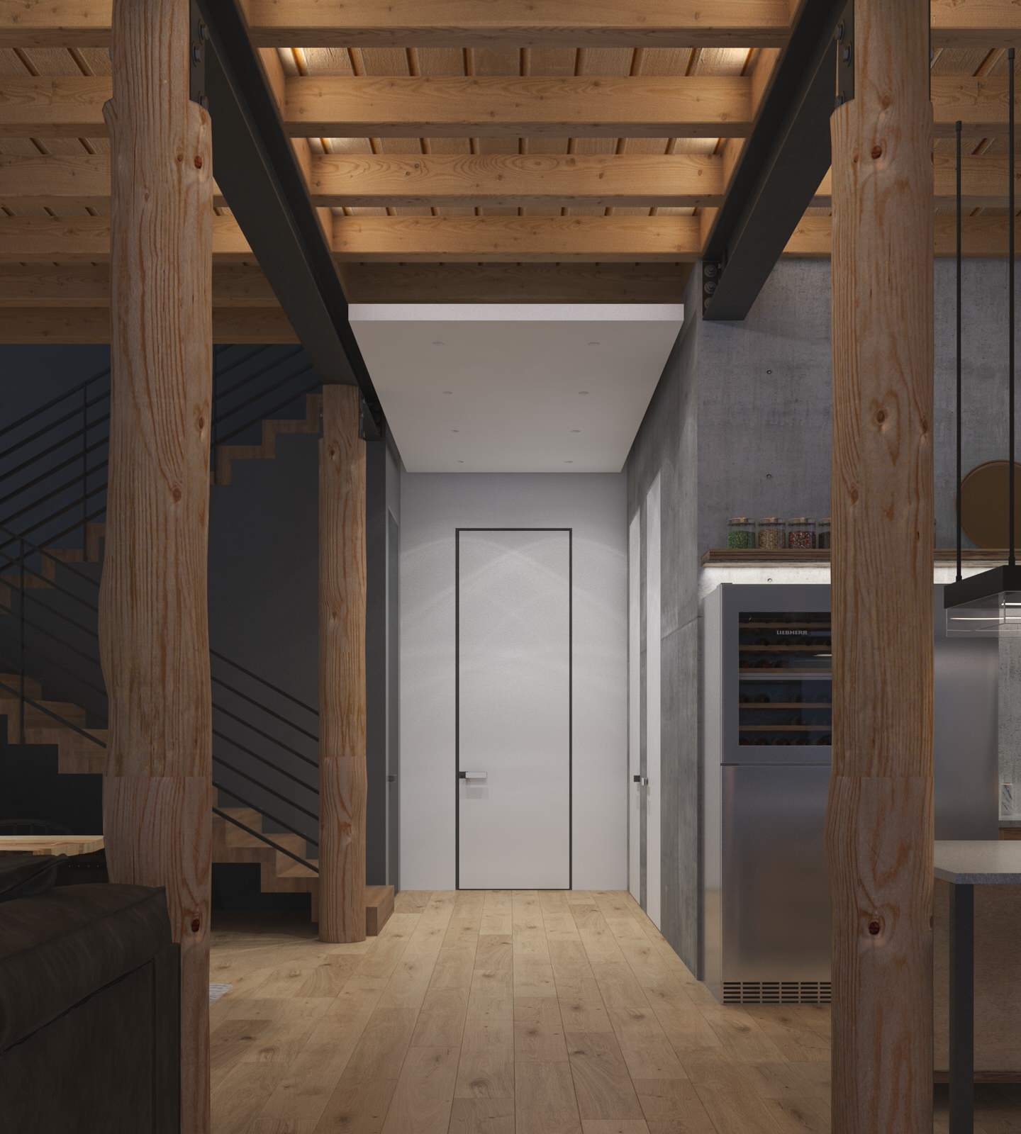 Дизайн-проект интерьера загородного дома (из бруса)