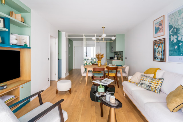 Transformation d'un 70m2 achet&eacute; sur plan eclectic-living-room