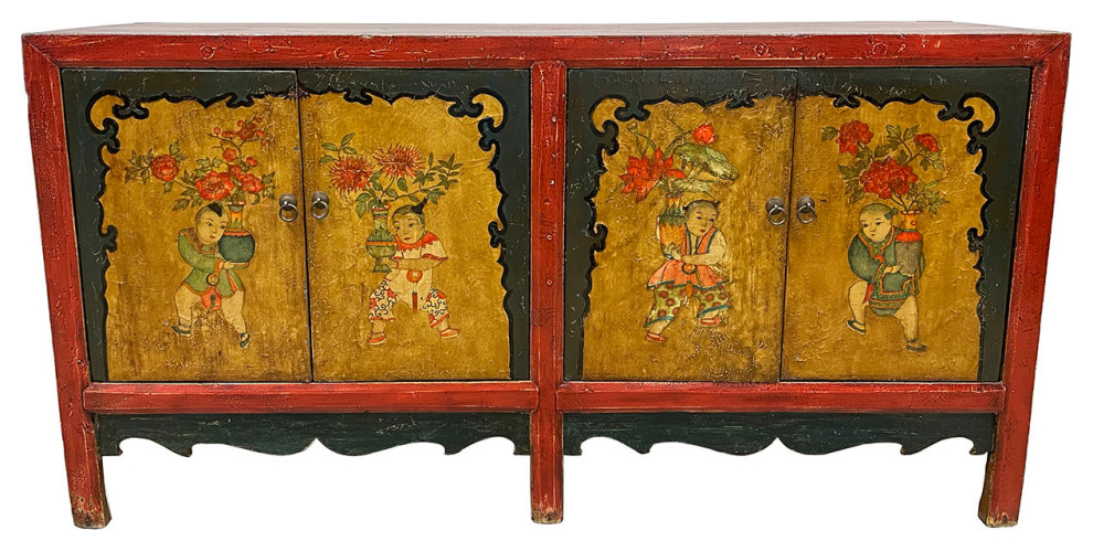 Consigned Late 19th Century Antique Chinese Mongolia Credenza, Sideboard, Buffet