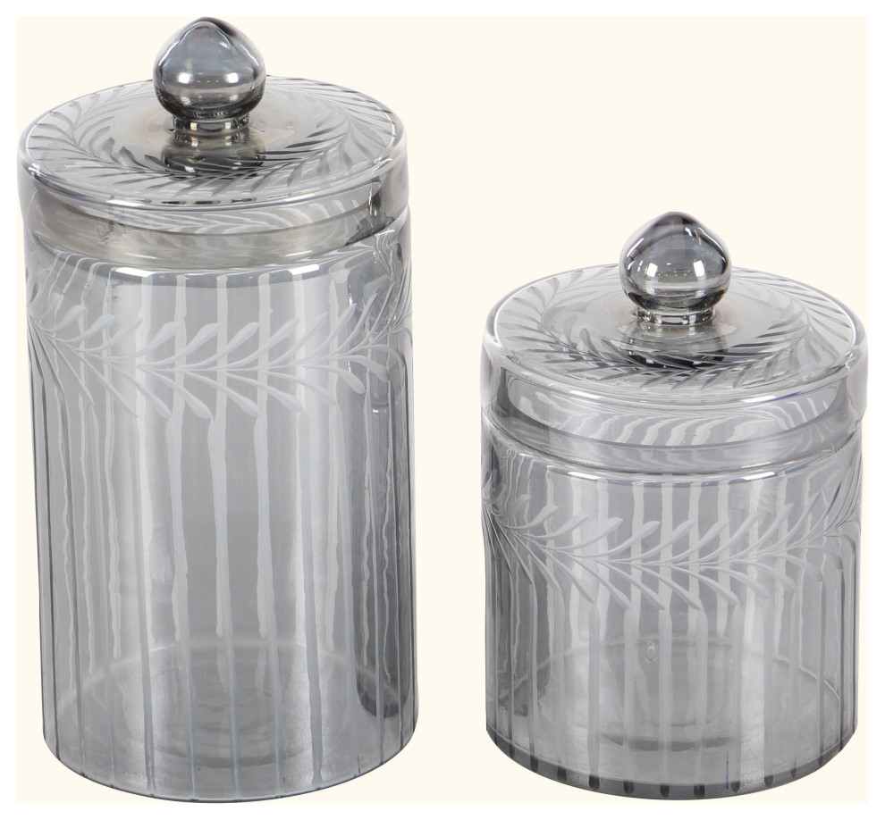 Glam Gray Glass Decorative Jars Set 24692