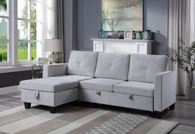 Nova Reversible Sleeper Sectional Sofa With Storage Chaise ...