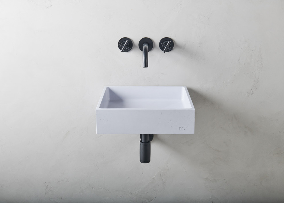 This is an example of a contemporary bathroom in Toronto with a wall-mount sink.