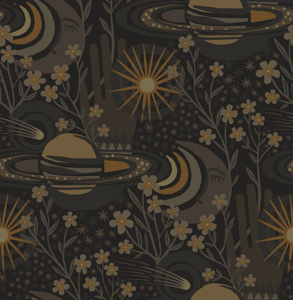 Black Ethereal Cosmos Peel and Stick Wallpaper - Contemporary - Wall Decals  - by Brewster Home Fashions | Houzz