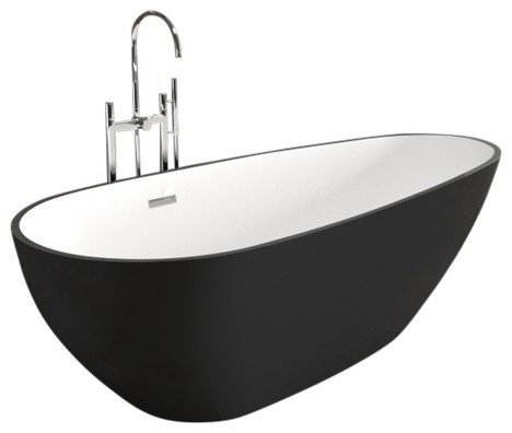 Serenity 62" Acrylic Soaking Tub - Oval, Black