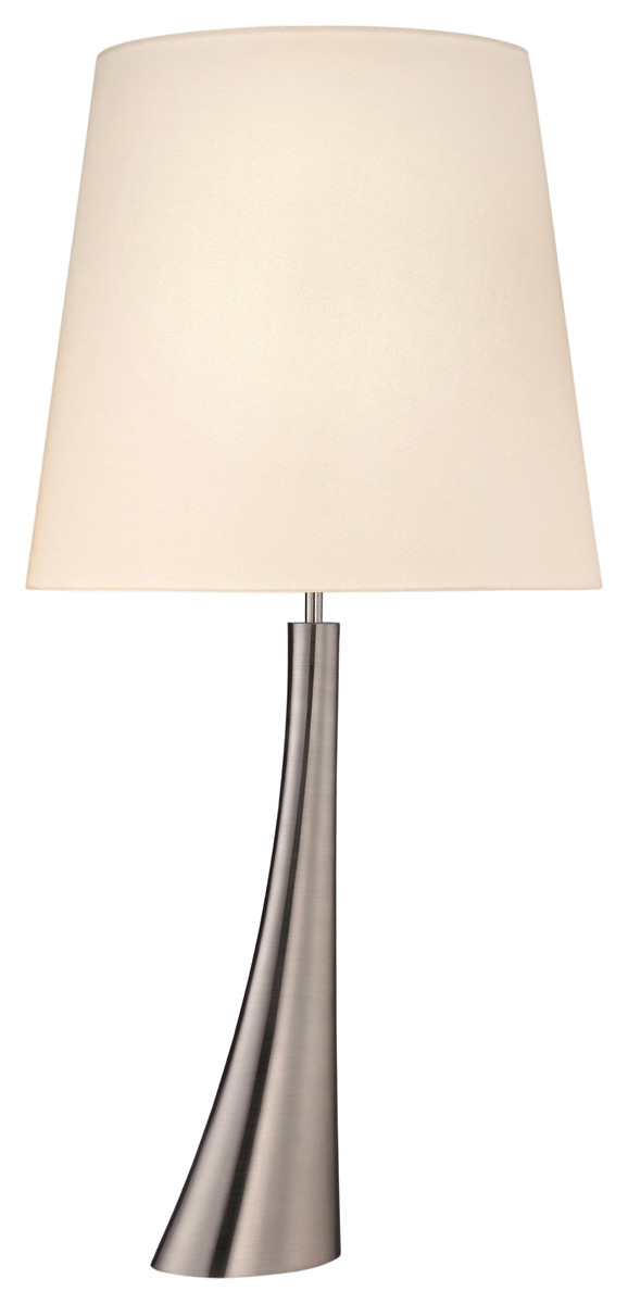 Elan Table Lamp With Off-White Shade, Satin Nickel