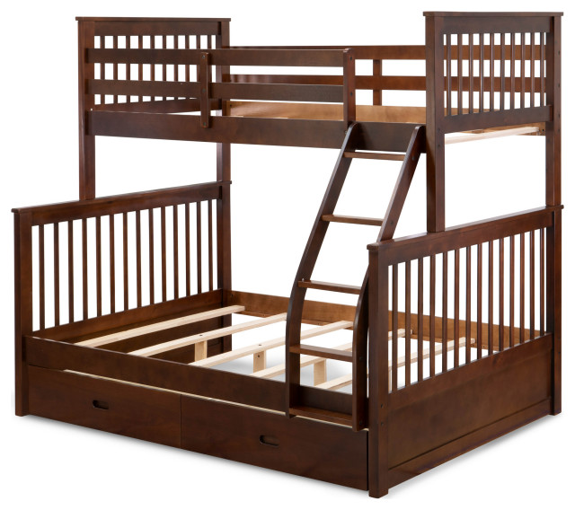 Odessa Twin & Full Bunk Bed In Phillip Walnut Finish Transitional