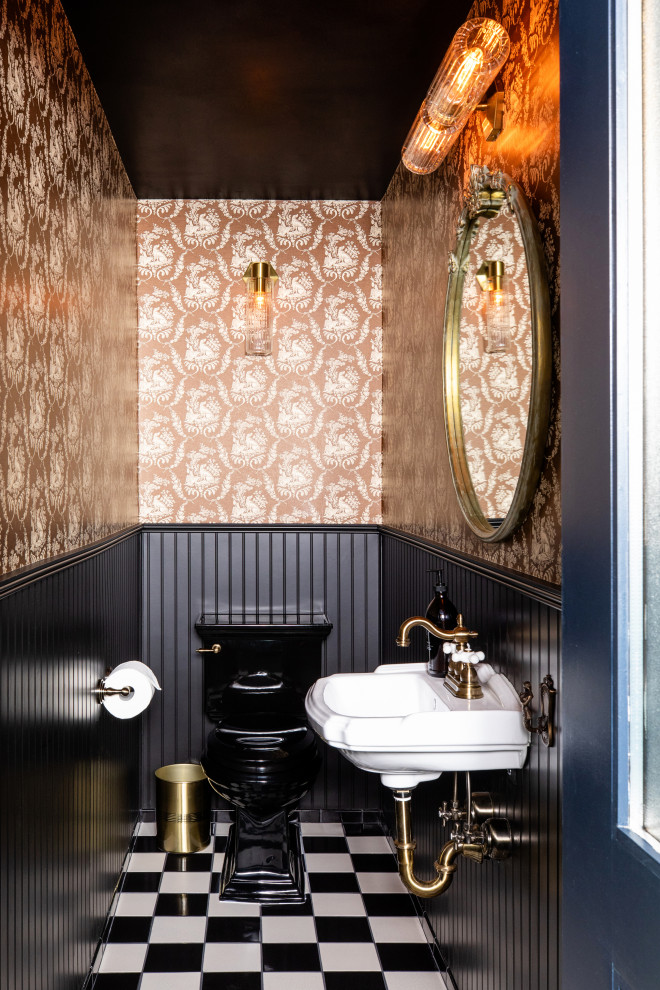 Ispirazione per un piccolo bagno di servizio classico con pavimento con piastrelle in ceramica e pavimento multicolore