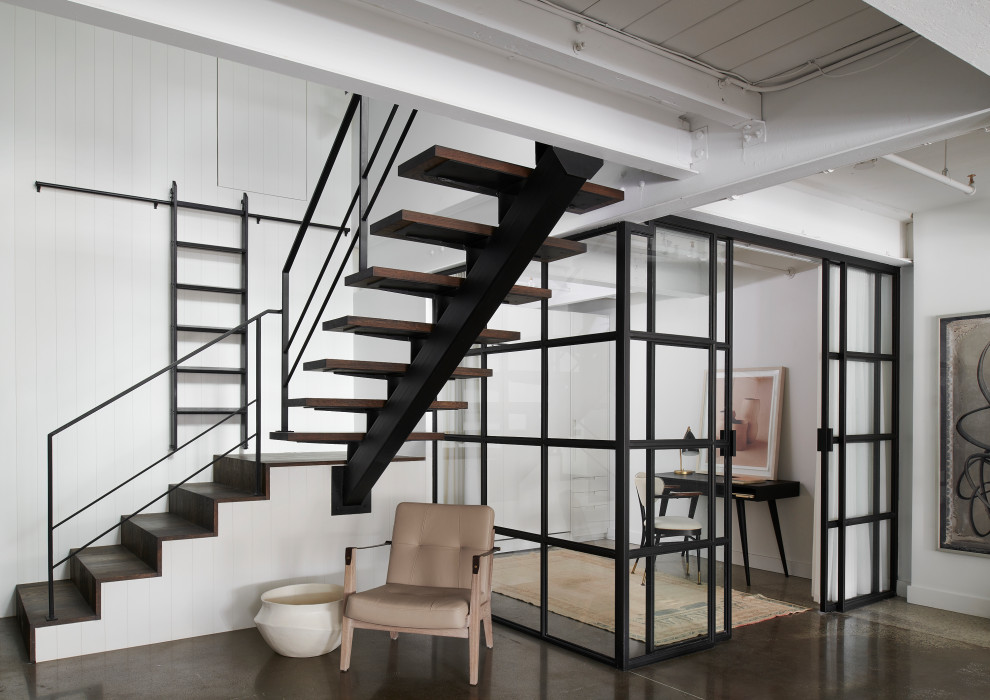 Inspiration for a small industrial staircase in Toronto.