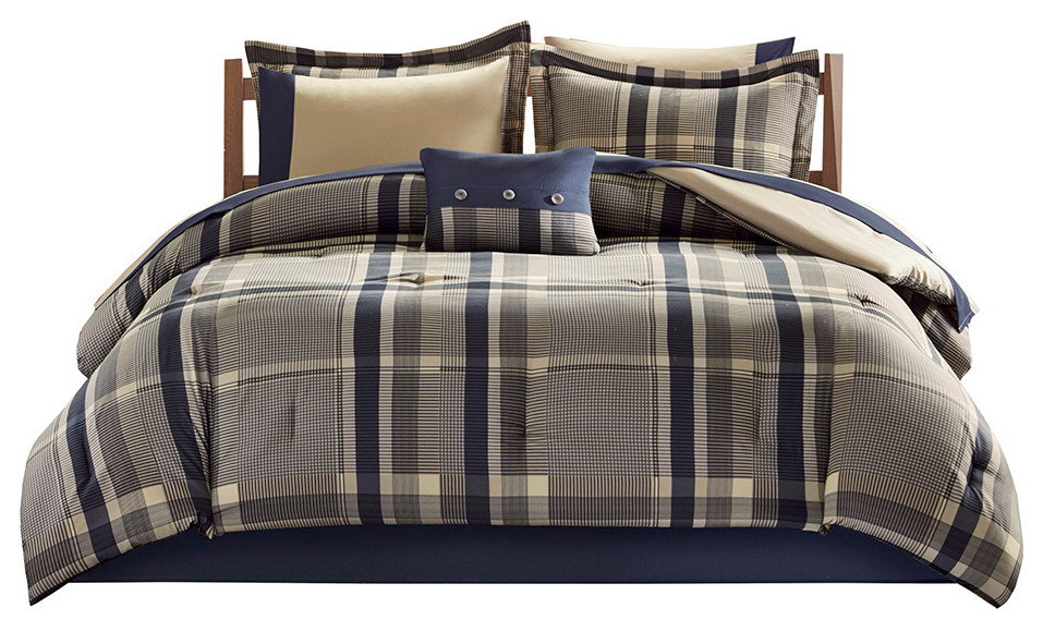 Intelligent Design Queen Comforter and Sheet Set In Navy Multi Finish ID10-1227