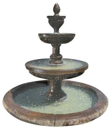 Mediterranean Fountain with Old Euro Basin, Winter Plum