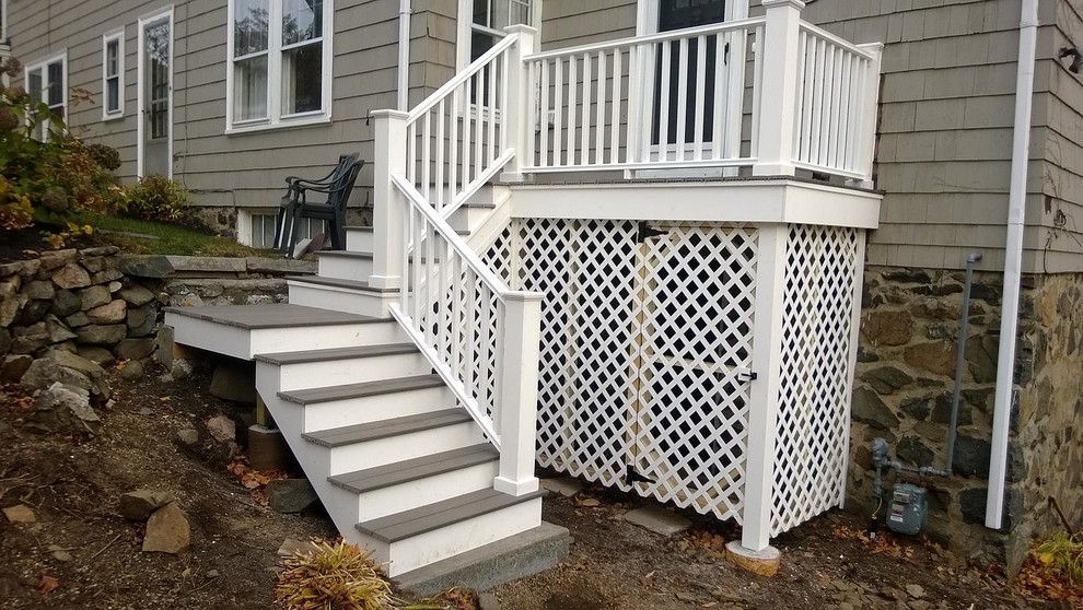 Backyard balcony deck photo in Boston with no cover