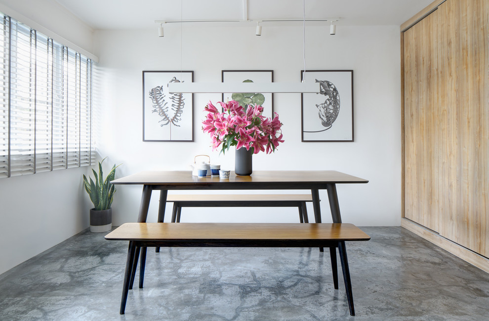 This is an example of a scandinavian dining room in Singapore.