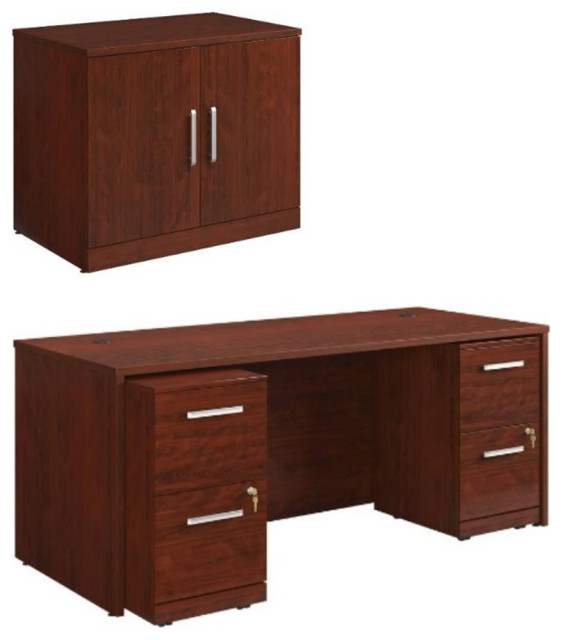 Home Square 2Piece Set with 72" x 30" Desk & Storage with