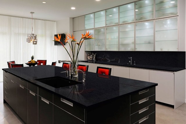 Black Labrador Granite Kitchen Contemporary Kitchen