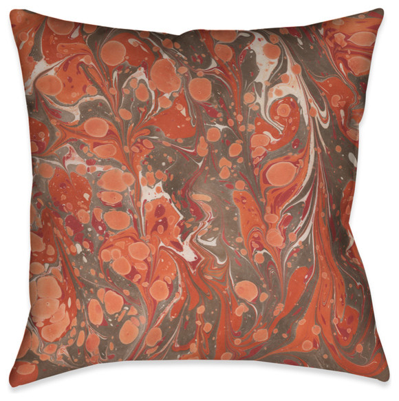 Persimmon Marble Outdoor Decorative Pillow, 18"x18"