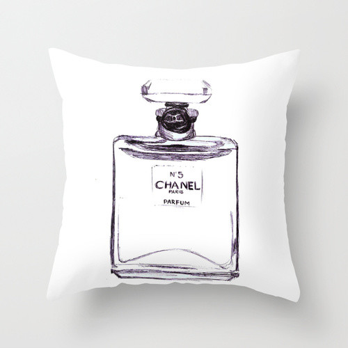 Chanel No. 5 Throw Pillow by Alicia Evans