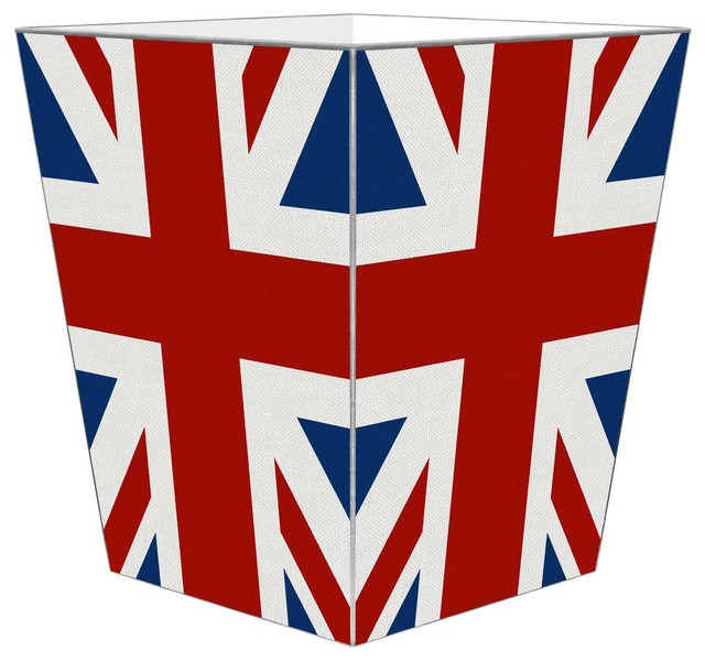 British Flag Decoupage Wood Wastepaper Basket, Wastepaper Basket & Tissuebox Cov
