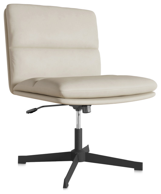 Swivel PU Leather Office Chair with Height Adjustment and Tilt Function, Beige