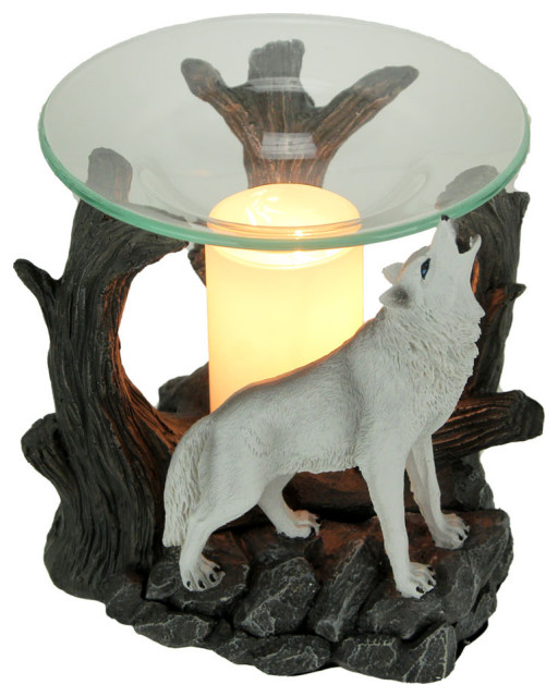 Starlight Symphony Howling White Wolf Electric Essential Oil Burner Aroma Lamp