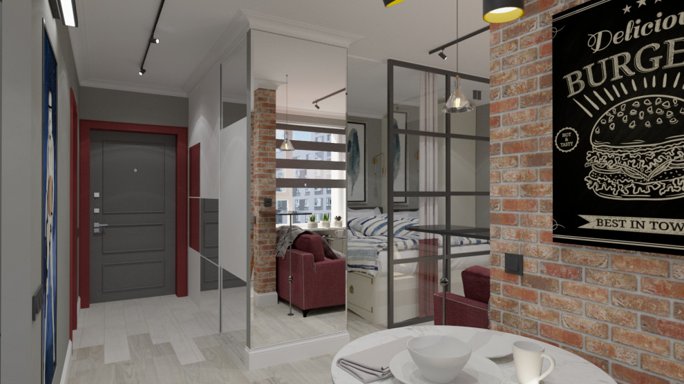 Вид из кухни на прихожую и спальню